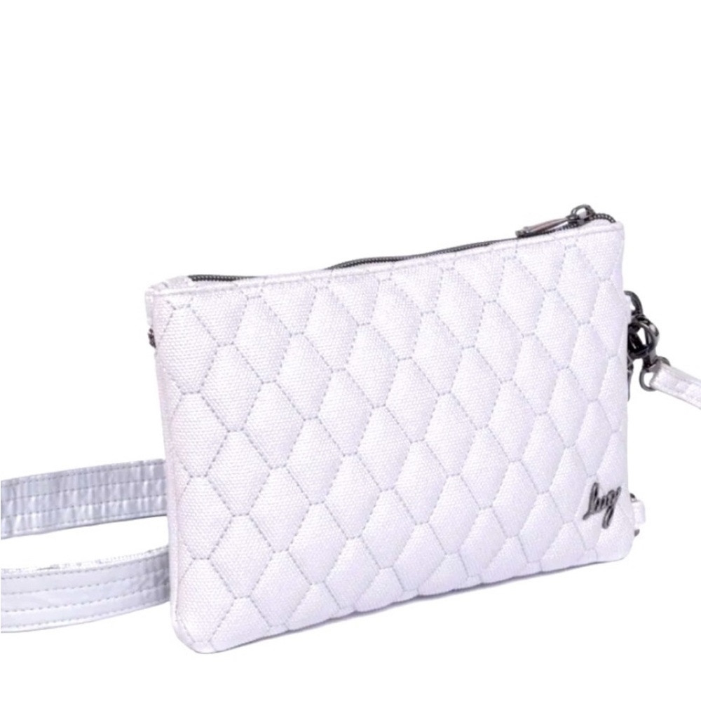 💖LUG 💖Peekaboo 2 Vegan Leather Matte Luxe Quilted White Wristlet/ Crossbody